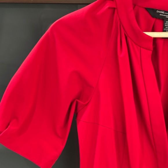 Diane Von Furstenberg Puff Sleeve Button-up Midi Dress - Red Size 2 - Picture 8 of 12